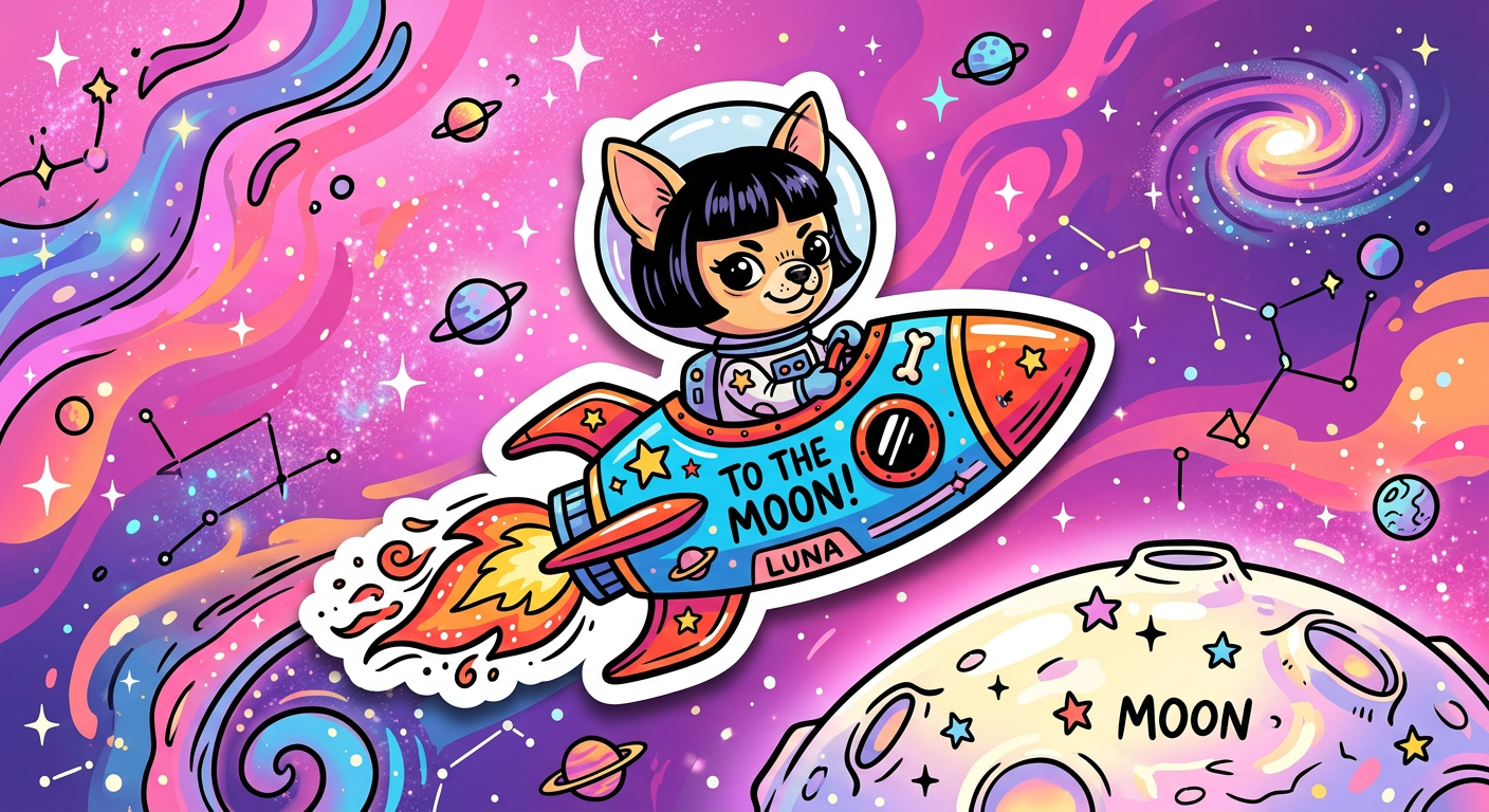 BOBBI riding a rocket to the moon